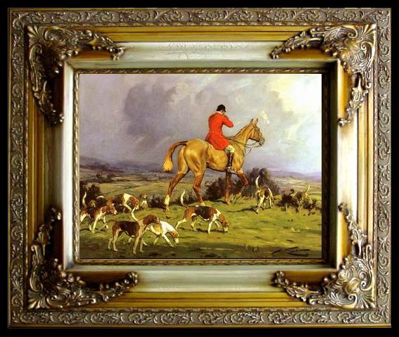framed  unknow artist Classical hunting fox, Equestrian and Beautiful Horses, 238., Ta051